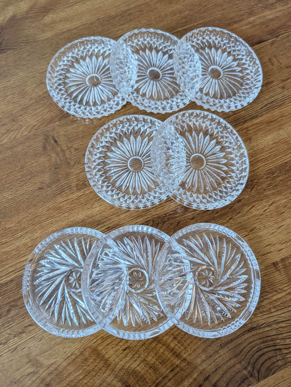 Cut Glass Coasters 8 TOTAL / 5 of One Design, 3 Another Design - Picture 7 of 12